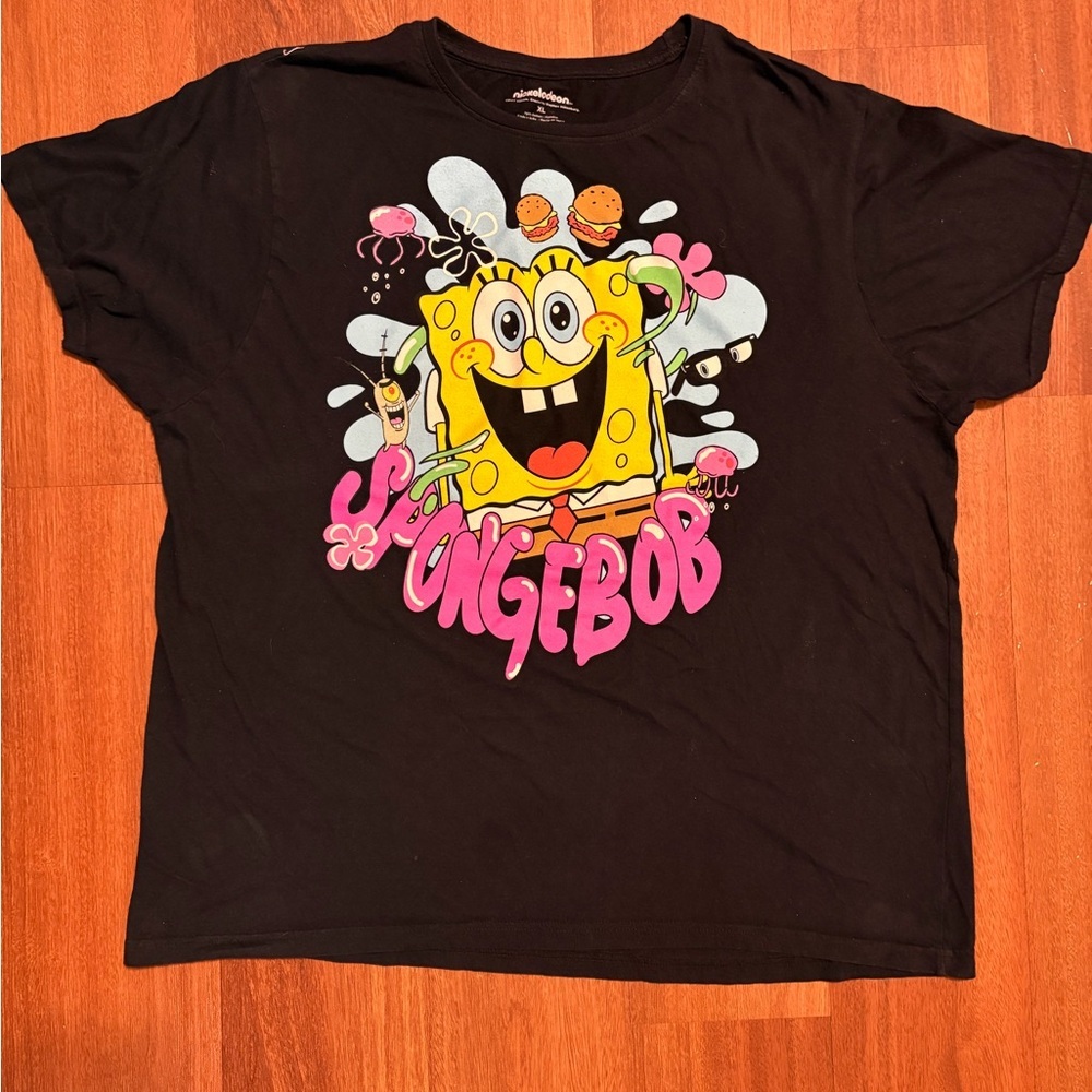 Nickelodeon SpongeBob Graphic Tee - Black with Yellow & Pink